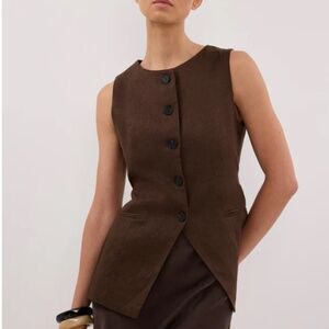 DISSH NWOT ALESSIA BLACK LINEN VEST 6 Brown